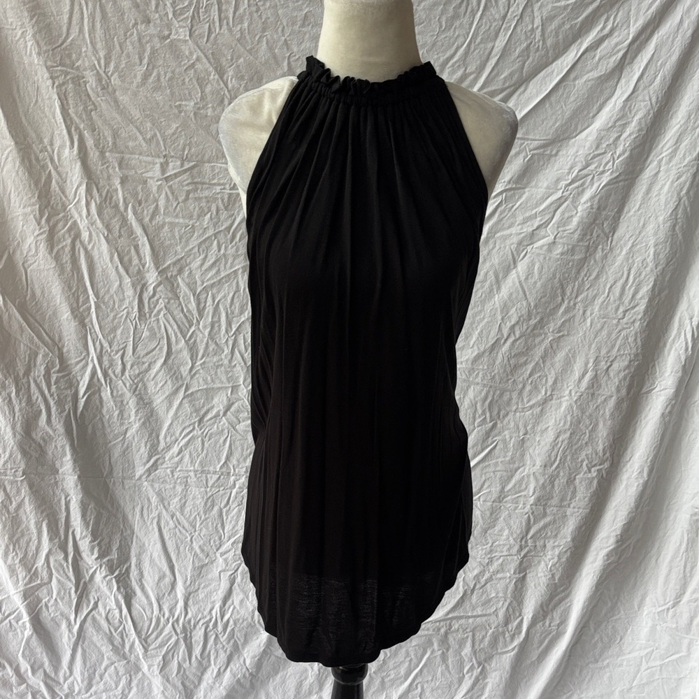 LOFT Black Ruffled Top